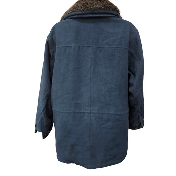 London fog vintage S REG blue green canvas warm winter car jacket cinch waist - Picture 2 of 9